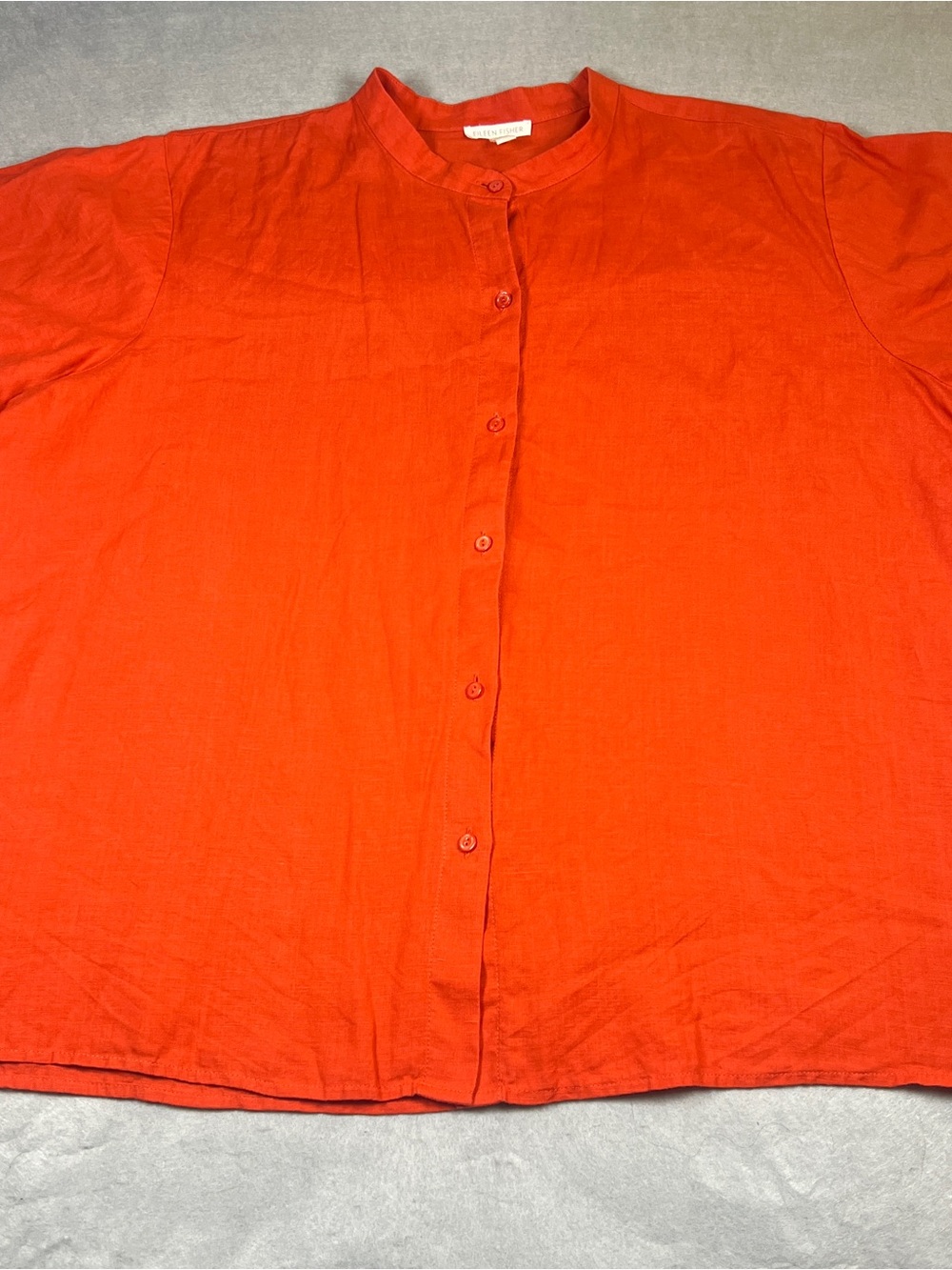 Orange Linen Shirt Relaxed Boho Lagenlook Coastal Artsy Top
